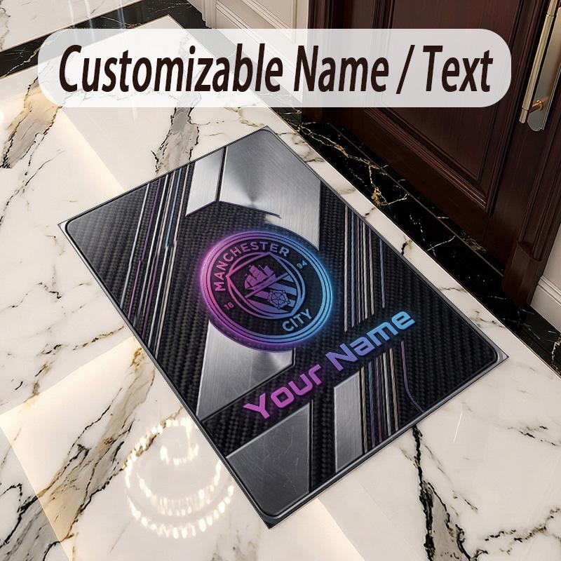 Crystal Velvet Rug Manchester City Print Custom Name Text Floor Mat Home Decor
