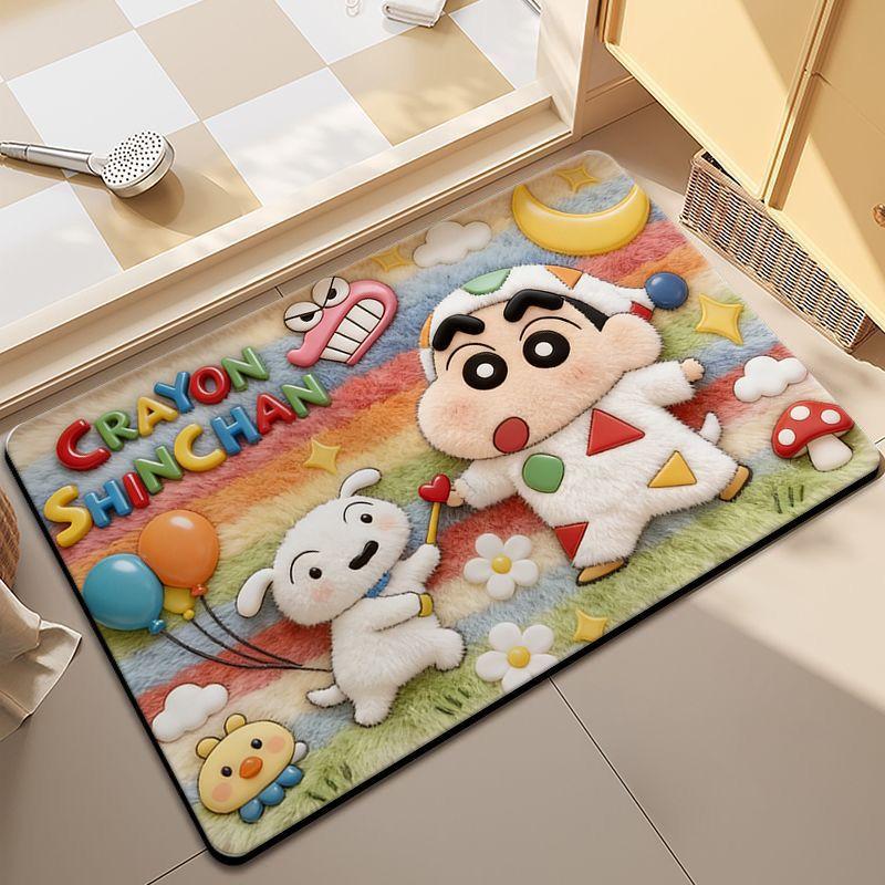 Cute Crayon Shin-chan Diatom Mud Bathroom Floor Mat Shower Quick-drying Non-Slip Dirt-Resistant Cooling Foot Mat