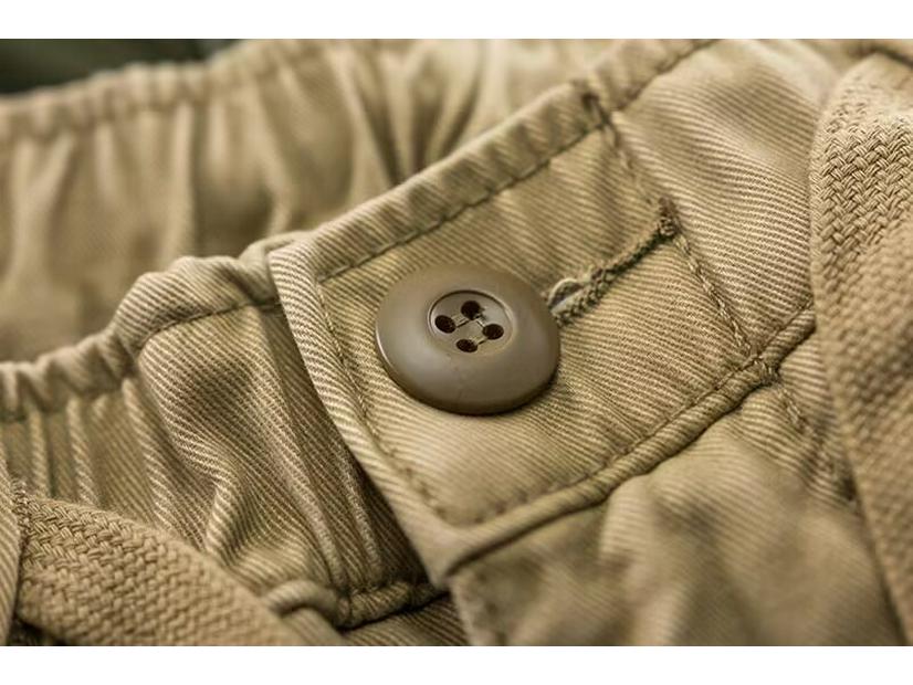 American Retro Khaki Cargo Shorts - Mid-Length, Elastic Waist, Casual Drawstring, Trendy Men's Summer Pants