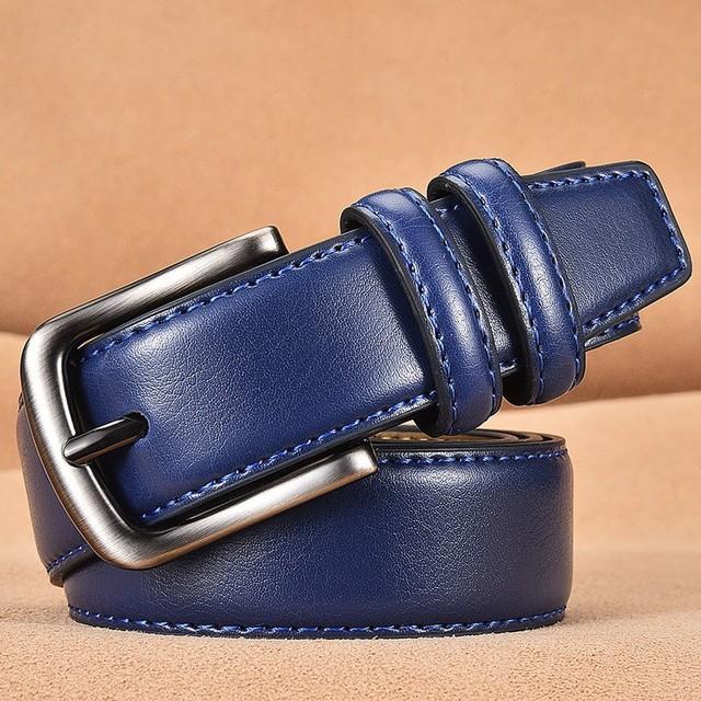 Bauhinia Cintura da uomo nuova di zecca in pelle 105-125CM Cintura con fibbia ad ardiglione casual Moda casual Cintura blu neutro per uomo