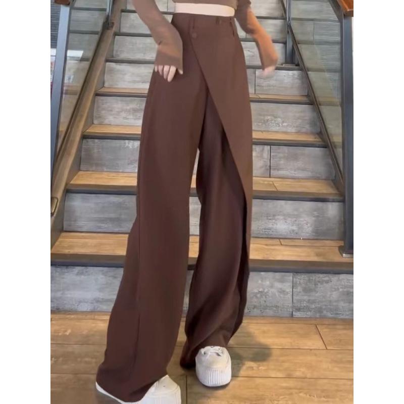 Drapey Women's Irregular Straight-Leg Suit Trousers - 2024 Fashion