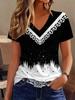 Short Sleeve V-neck 3D Print Women T Shirt Summer 3D Print Loose Casual Oversize Tops Tees