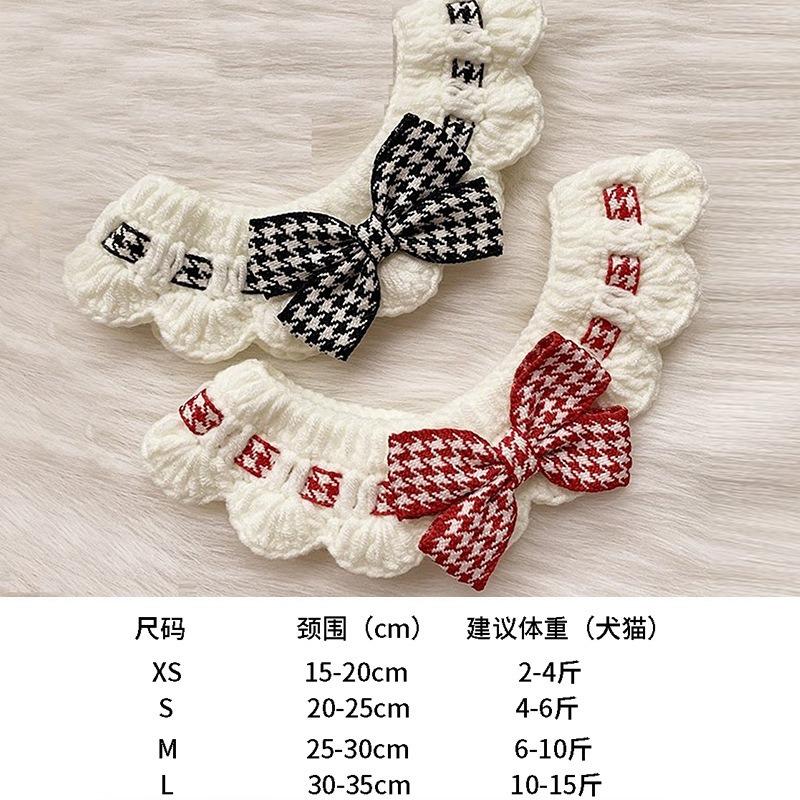 Red and Black Bow-knot Pet Collar Bib Saliva Towel Knitted Collar Cat Puppy Decoration Used for Small Pets Bow Tie Accessories