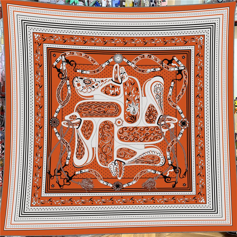 POBING Silk Cashmere Scarf Women Manual Hand Rolled Square Scarves Wraps Big Bandana Luxury Hijab Female Foulards Poncho 135CM