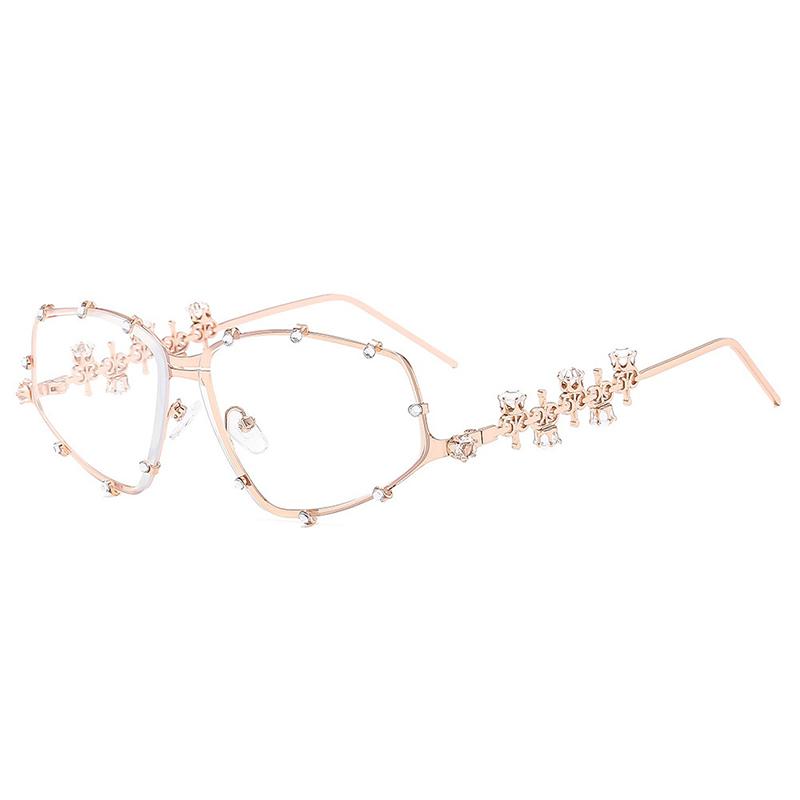 Glasses Punk Sunglasses Oversized Cat Eye Glasses Metal Oversized Oval Shades Frame Vintage Bling Eyeglasses