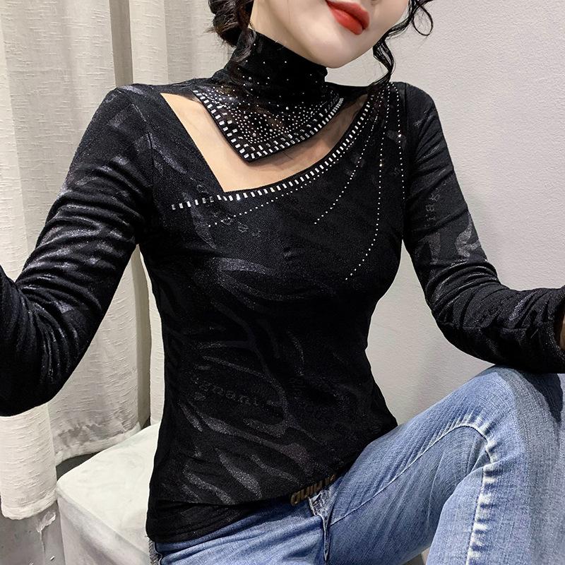 Winter New Fashion Long-sleeved Slim-fitting and Thin Bottoming Shirt Women's High-end T-shirt