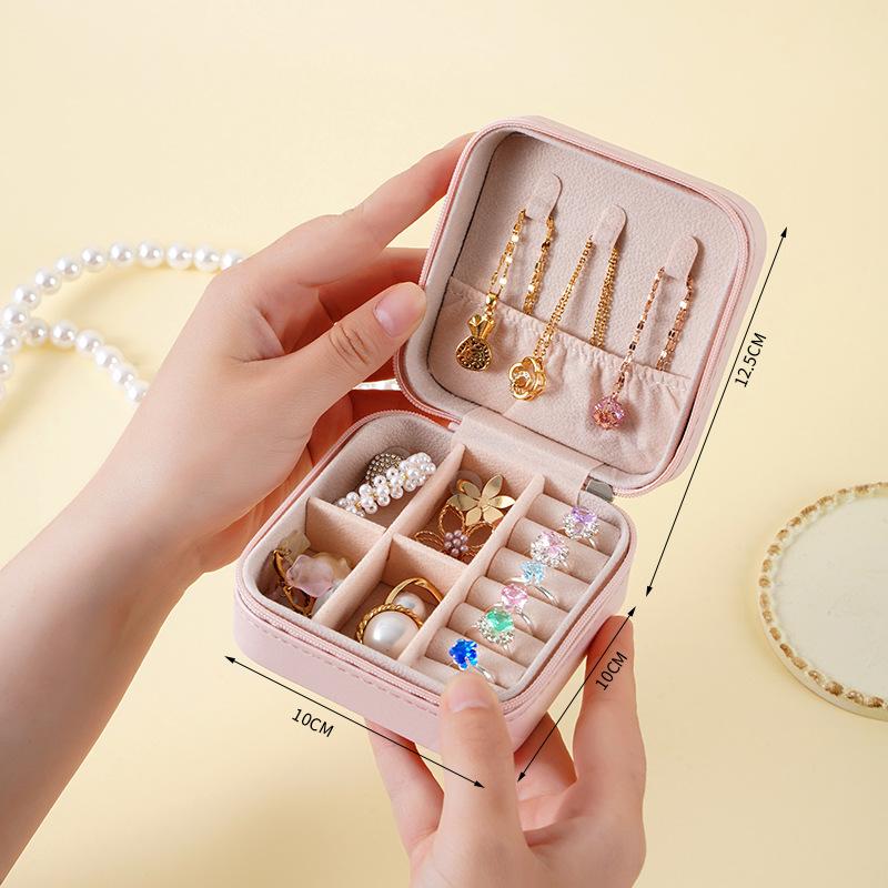 Tragbare Schmuckschatulle, Schmuck-Organizer, Display, Reise-Schmucketui, Boxen, Schmuck-Leder-Aufbewahrung, Reißverschluss, Juwelier-Schmuckschatulle