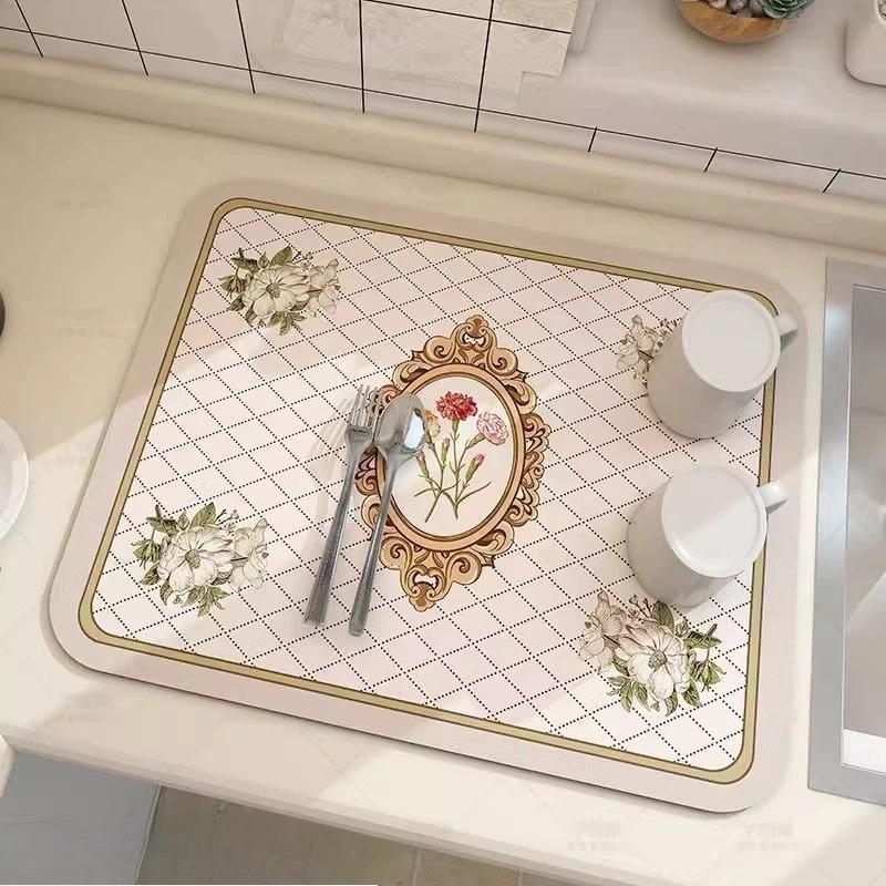 

Грязепоглощающий Быстросохнущий Термостойкий Нескользящий Коврик для посуды Коврик для сушки посуды Коврик для столовых приборов Коврик для кофе 30*40cm
