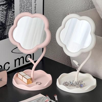 Miroir Fleur Créatif Miroir de Bureau Dortoir Miroirs de Bureau pour Chambre à Coucher Maison Miroir Décoratif Rotatif 29,5 x 16,5 cm