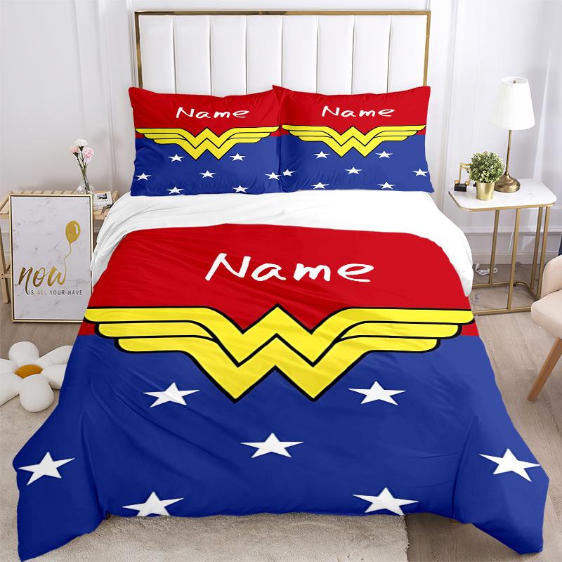 Custom Textile Wonder Woman Peace Bedding 3 Piece Set HD Print Duvet Cover Pillowcases for Teens Adult Bedroom Decoration