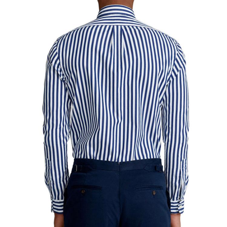 Polo Ralph Lauren FW21 Logo Embroidered Striped Casual Shirt Men shirts Blue 710829466-001