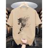 Men's T-shirt, Short-sleeved with a Running Horse Print, Comfortable, Suitable for Everyday Wear and Travel