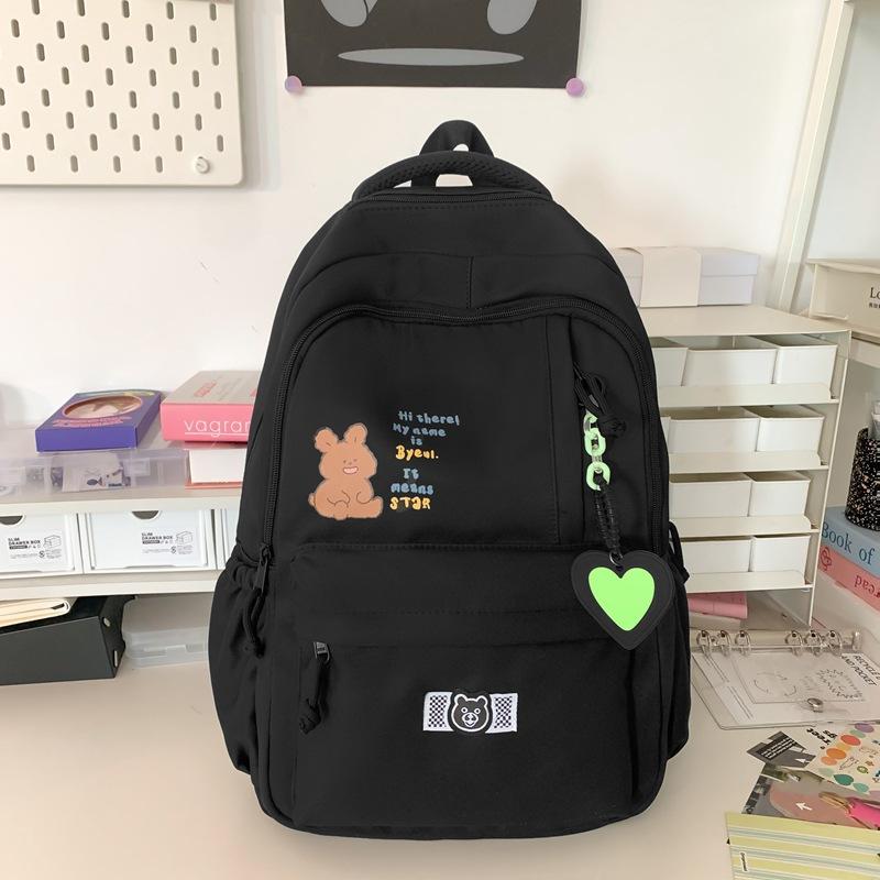 

Cute girl backpack fresh and versatile going out casual backpack large capacity campus junior high school student schoolbag women чорний