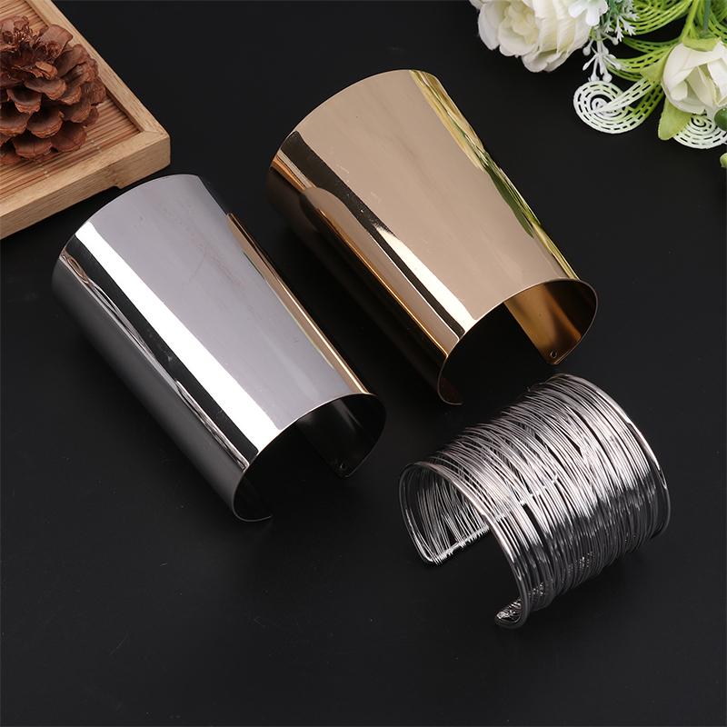 Chunky Wide Metal Bracelets For Women Open Cuff Exaggerated Cuff Bangles Trend Charm Arm Jewelry  Gifts