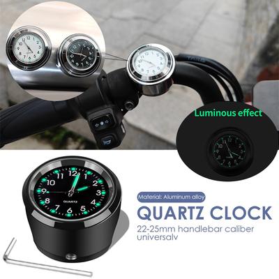 Orologio da manubrio universale per bici da moto, orologio al quarzo, orologio luminoso in alluminio, accessori per moto cromati impermeabili