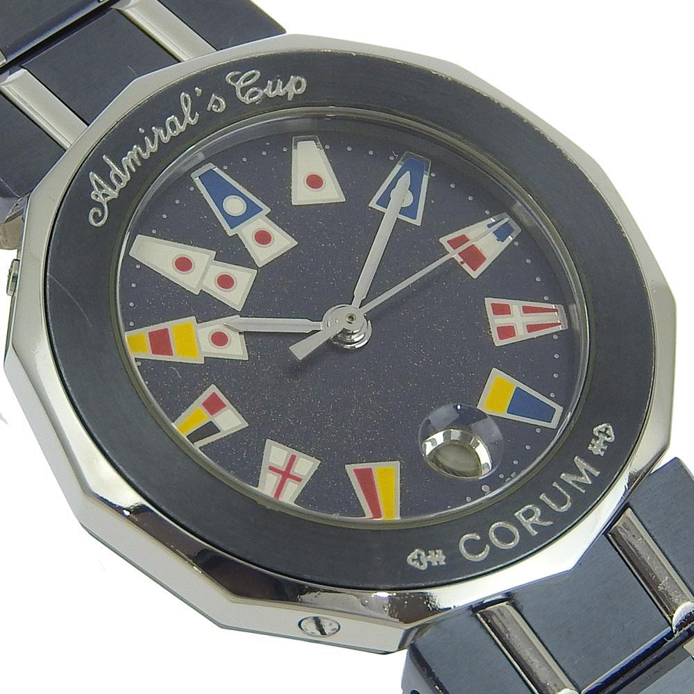 Corum Admirals Cup Watches 39.610.30 V-50 Navy/Silver NavyDial Stainless Steel/Gun Metal Blue Quartz Analog Display Women Used