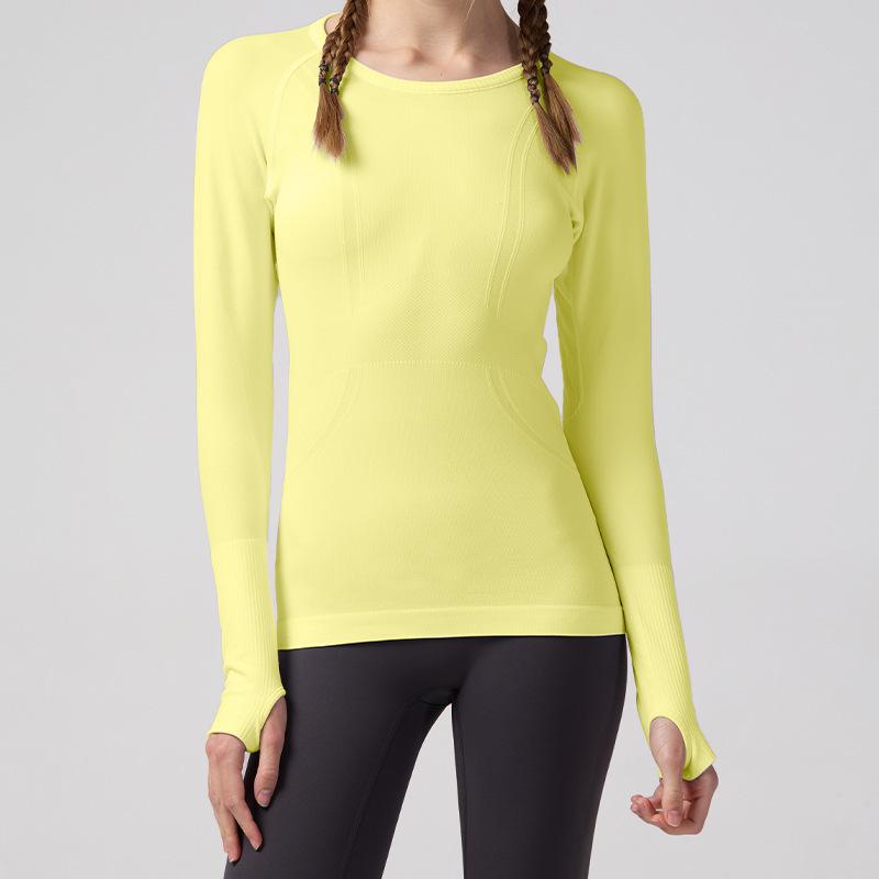 Lulu Women's Seamless Slim Fit Long Sleeve Yoga Top - Breathable, Quick-Drying Sportswear for Autumn & Winter Fitness.