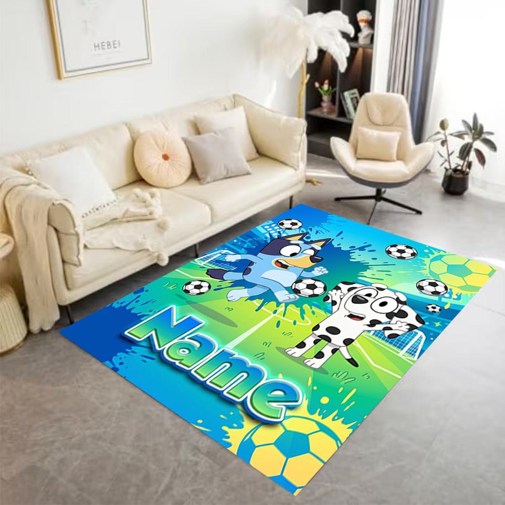 Football Fun Friends Personalized Name Area Rug Design for Kitchen Entryway Outdoor Dining Room Anti-slip Rug Anime Office Decor