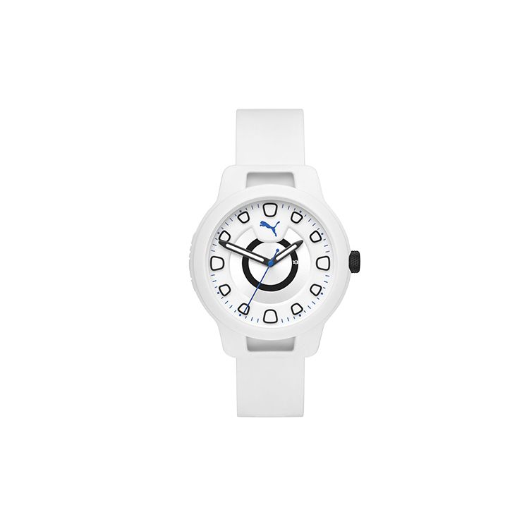 Puma Quartz Watch Silicone Strap White Dial Fashion Casual Minimalist Sport Style Black And White Color Block Men watches P5009-NLP White