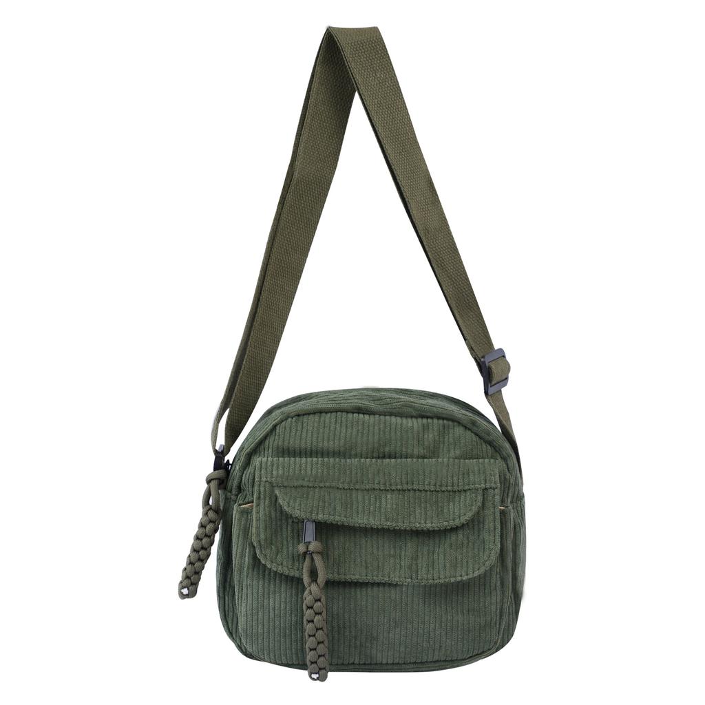 Korean Corduroy Messenger Bag Solid Color Canvas Fashion Casual Shoulder Bag Student Commuting Japanese Small Satchel