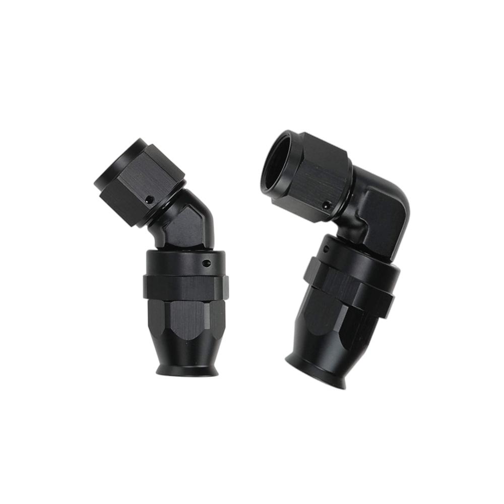 AN10 PTFE Fuel Hose Fitting Adapter Oil Cooler Fuel Pipe Line Forged Type Swivel Hose End Fitting 45°Degree 90°Degree Black 10AN
