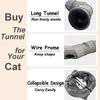 Cat Tunnel Tube Toy Kit Collapsible 2 Way Grey Plush, Pet Tunnels for Indoor Cats, Long Tubes for Puppy, Kitty, Kitten, Rabbit for Playtime &