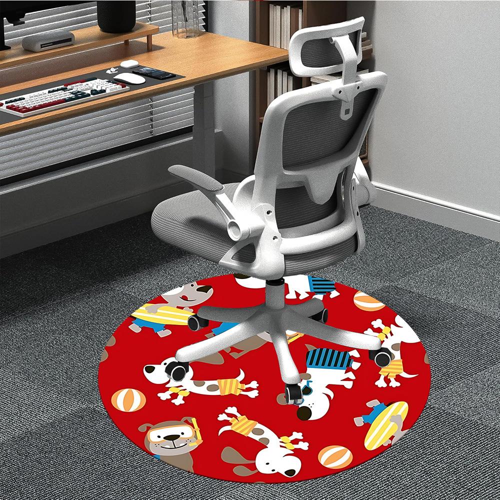 1PC Dogs Playtime Pattern Office Round Area Rug, Mat Suitable For Office, Under Office Chairs Bedroom Living Room Home Decor, Room Deco