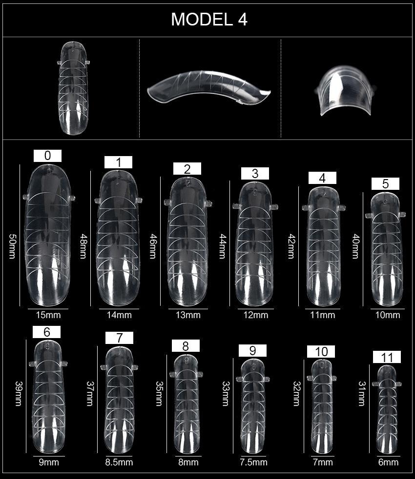 kads 120 ks Nástavce na nehty pro rychlou tvorbu plísní Dvojité umělé nehty Opakovaně použitelné čiré nástroje na manikúru pro prodloužení Poly Nail Gel Nail Art
