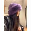 Warm Women'S Winter Hat Fluffy Fur Bucket Hat For Women Plush Fisherman Hat Thicken Cold Snowy Day Mongolian Hat