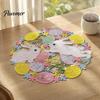 Decorative Mats for Dining Table Easter Rabbit Egg Placemat, Polyester Fiber Mat, Non Cartoon Bunny Desktop Decor Slip Hollow Tableware Mat