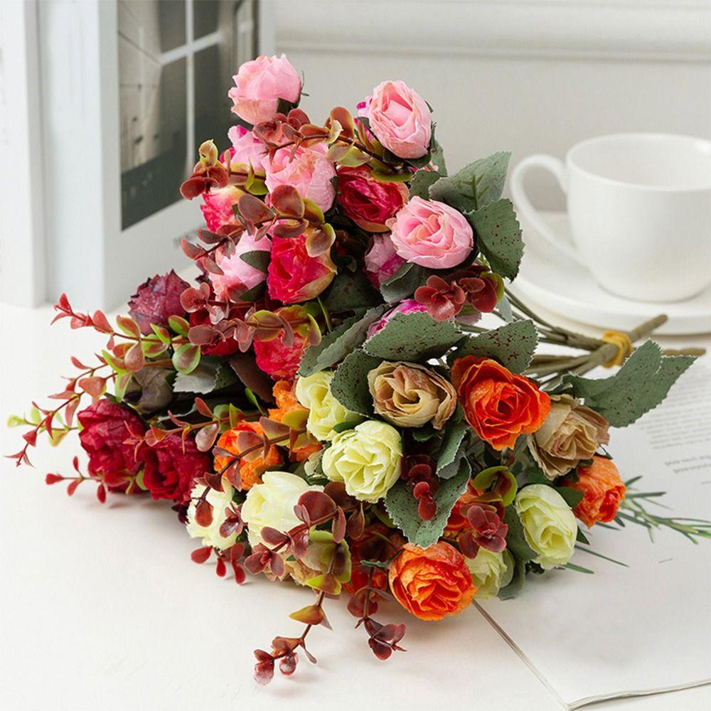 Multicolor Rose Bouquet Artificial Flower 21 Heads Simulation Flowers New Faux Rose Flower  Gifts