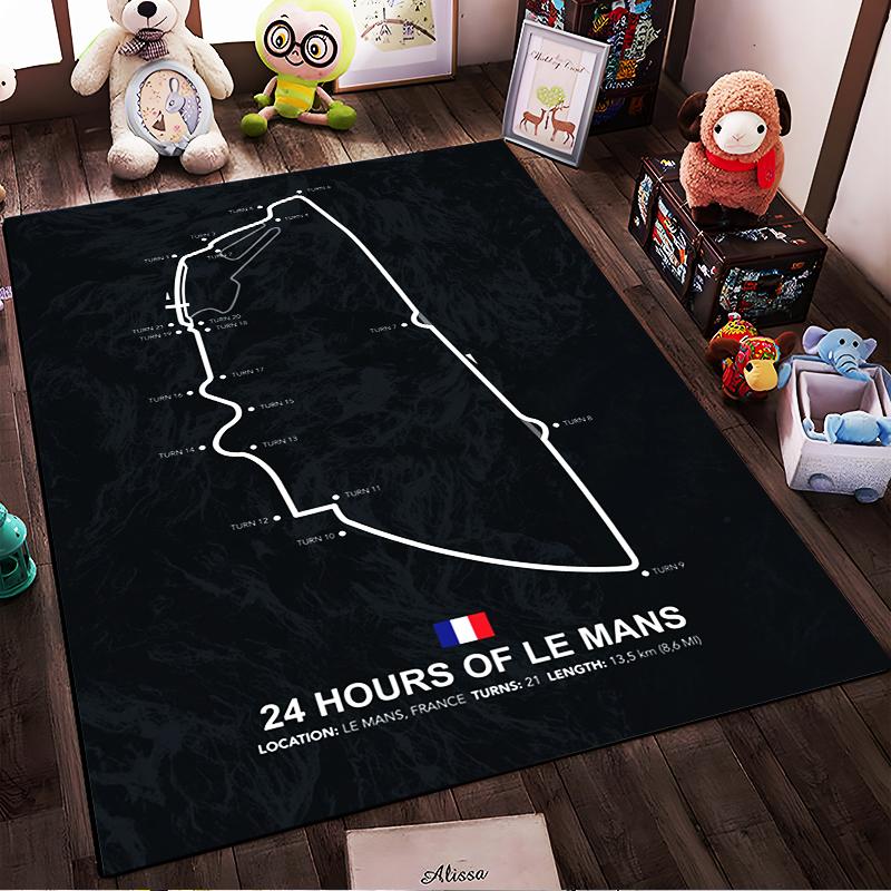Le Mans Circuit Kaart Design Vloerkleed Antislip vloerkleed geschikt voor woonkamer en slaapkamer banken.