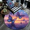 Butterflies Sunset Round Area Rug,Carpet Rug for Living Room Bedroom Sofa Playroom Decor,Non-slip Floor Mat