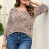 Blusa Floral Feminina Plus Size com Manga Três Quartos, Blusa Casual, Túnica de Corte Amplo para Primavera Verão, Uso Diário, Trabalho e Saídas