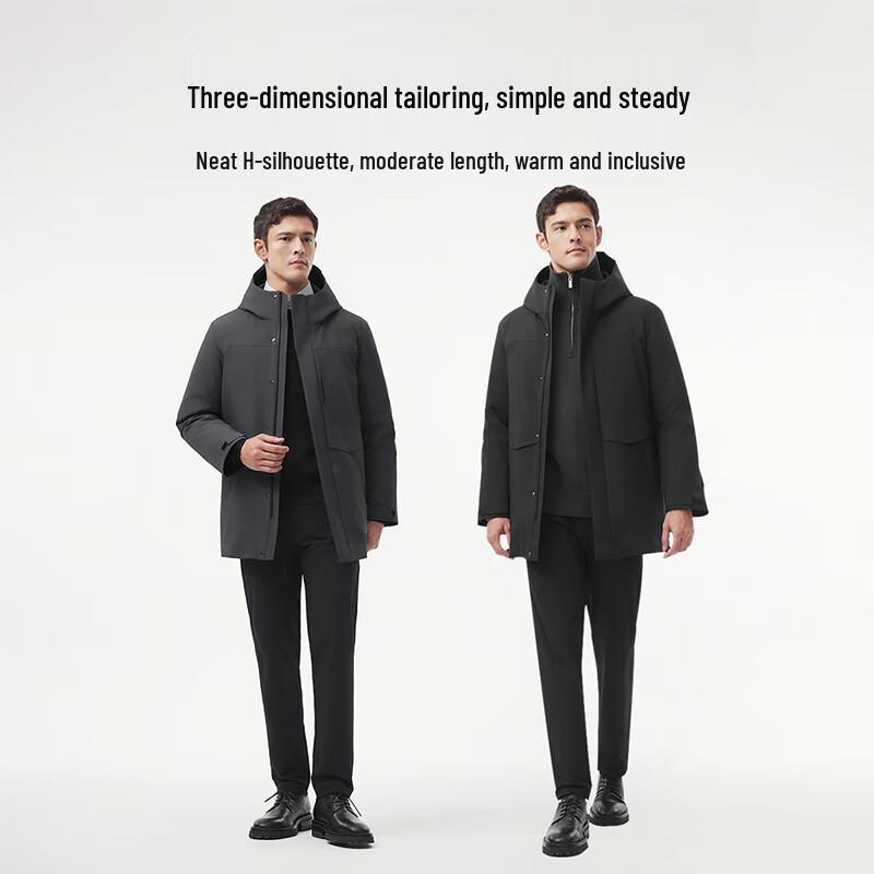 Tanboer Men's Hooded Goose Down Jacket with Removable Liner