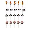 24Pcs Cake Toppers Pirate Theme Fruit Picks Insert Card Halloween Party Decor