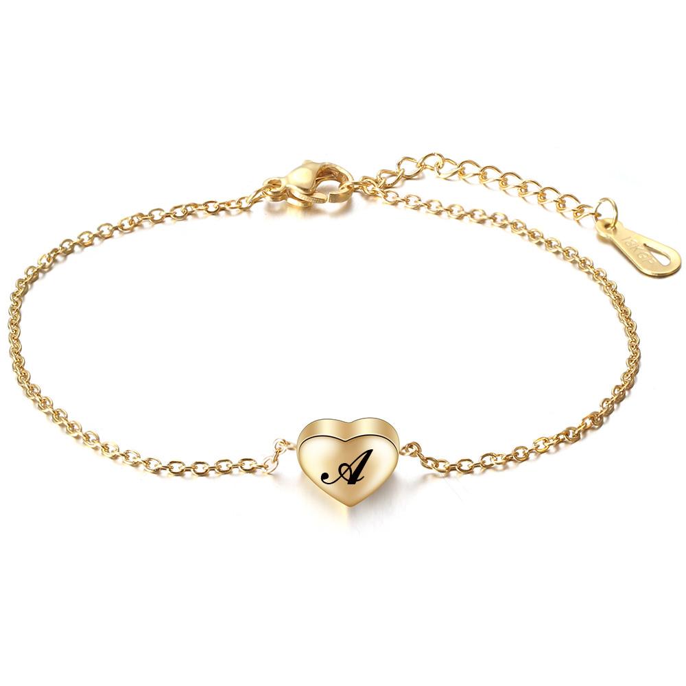 Fashionable, Individual and Trendy Heart-shaped Perforated Stainless Steel and Titanium Steel Bracelet and Anklets