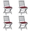 Day and Night - Day and Night Folding Garden Chairs 4 Pcs Cushions Solid Acacia Wood