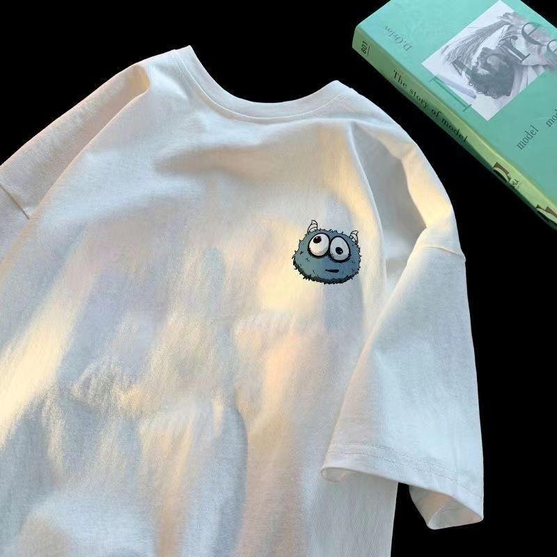Short Sleeve T-Shirt Men'S Summer Loose Cartoon American Printing Trend Brand Student Half Sleeve Top Clothing T-Shirt
