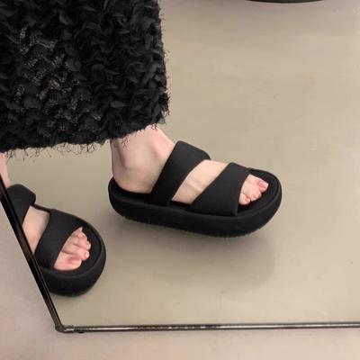 Cool Slippers Women's Summer Outer Wear 2025 New Thick-soled One-word Drag Women's High-end Feeling Stepping On Shit Seaside Beach Sandals