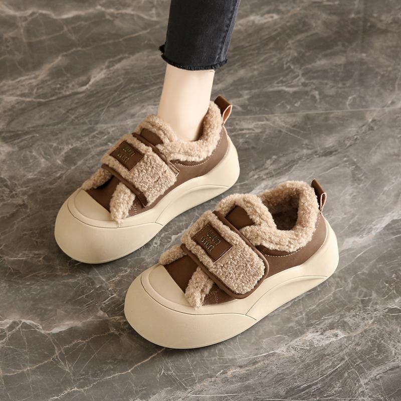 Platform Cotton Shoes Winter New Velcro Velvet Pregnant Women Casual Sports Shoes Warm Fluffy Shoes