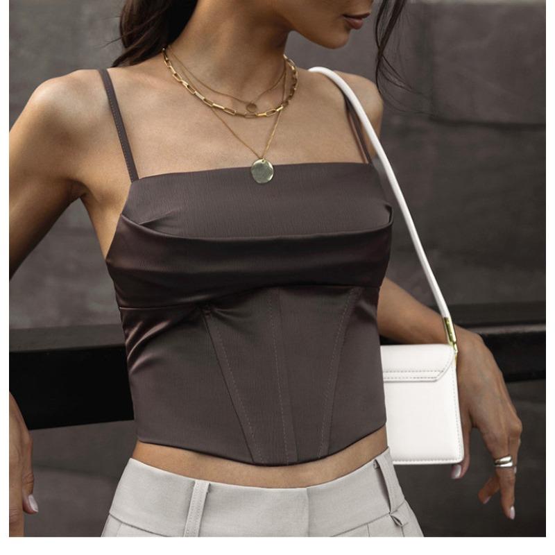 New Solid Color Wearable for All Seasons with Suspender Tops Chic Hot Girl Strappy Sleeveless Vest