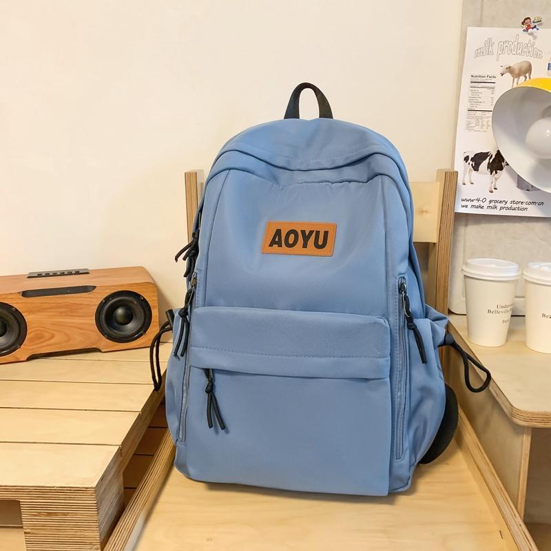 Large Capacity Student Schoolbag Male Solid Color Backpack