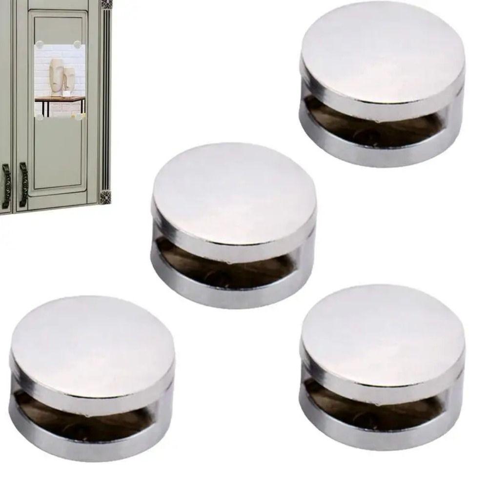 thumbnail image 2 of 4-Pack Mirror Mounting Clips - Aluminum Brackets For 5-11mm Thick Mirrors (Silver) 2 of 14