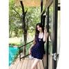 [] Temperament Sense Neck V-neck Floral Dress Niche Non-collision Slim Dress Summer