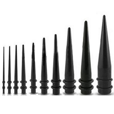 Black Straight Acrylic Cone Shape Ear Expander Stretcher Taper Plug Device