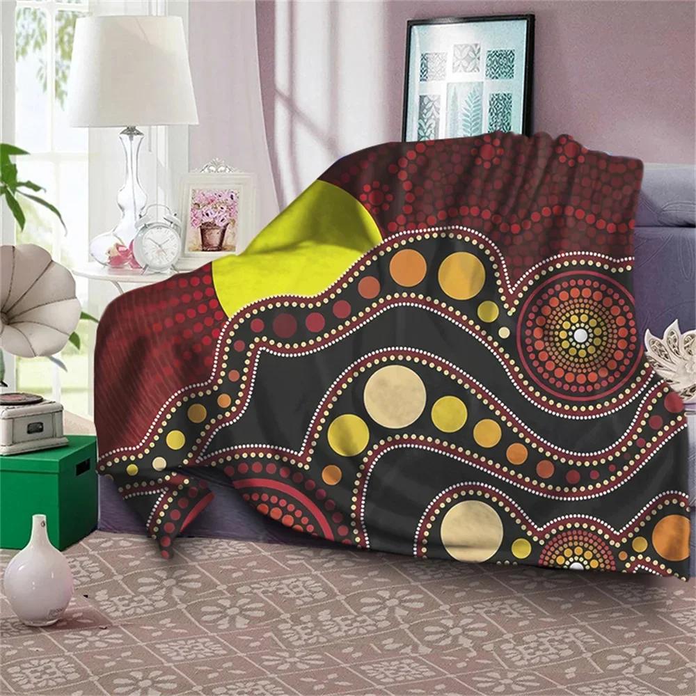Aboriginal Australia Indigenous Turtles Blanket Winter Warm Queen Size Bed Sofa Fluffy Plush Blankets Throw Quilt Design Flannel