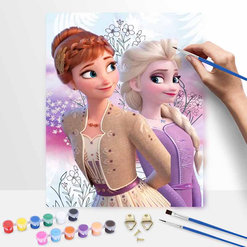 Disney Frozen Princess Anna Elsa Paint By Number Kit Number Drawing Canvas DIY Picture Home Decor Art Gift Craft Wall Decor Painting