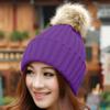 Women Winter Warm Knitted  Cute  F-ur Ball Yarn Hat