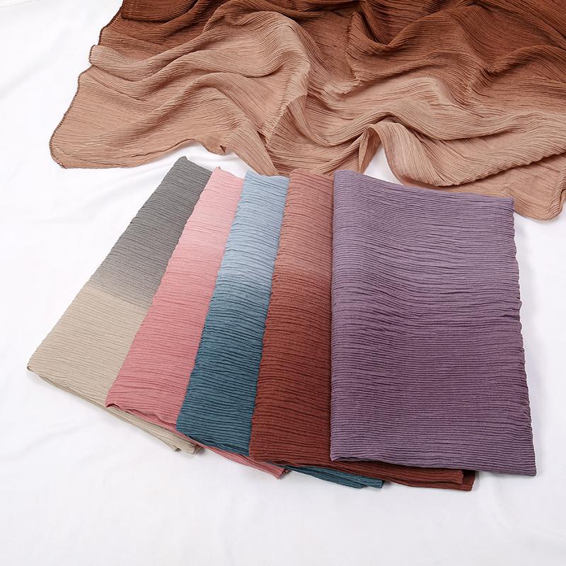 Tie-dyed Pleated Cotton Hijab Scarf Women Muslim Shawls Elastic Headscarf Wraps Islamic Headband Turban Bufandas Bandana Foulard